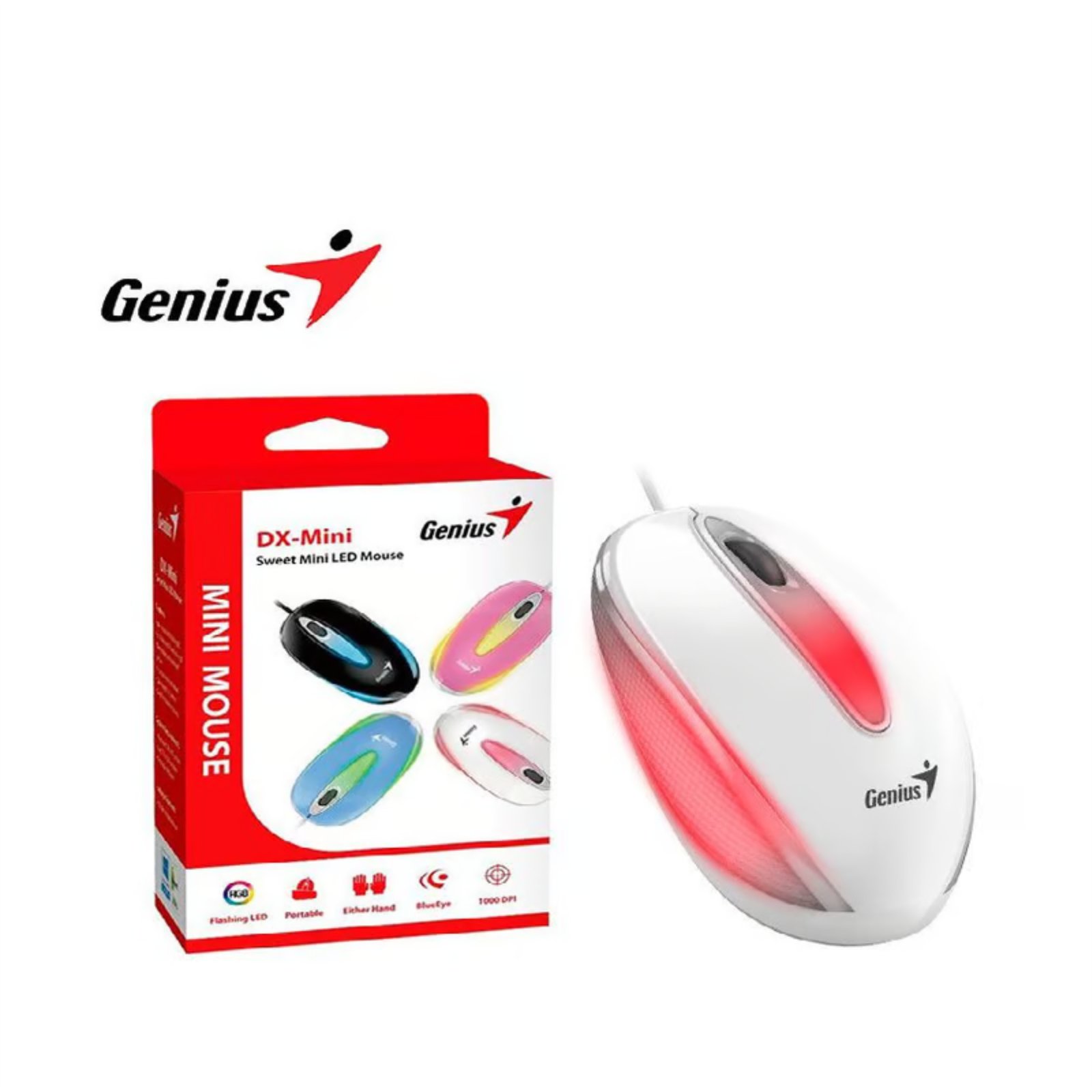 MOUSE USB DX-MINI WITH FLASHING LED BLANCO GENIUS  31010025401